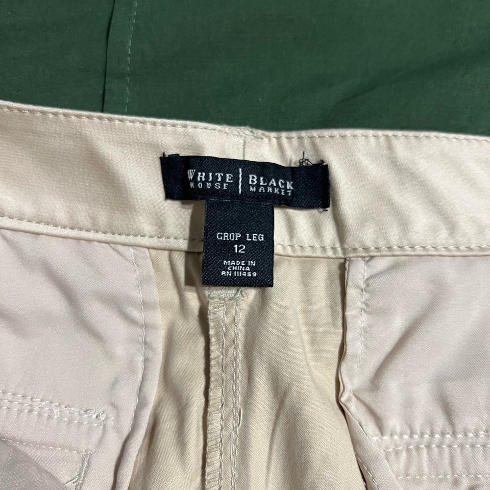 White House Black Market Cream Crop Pants Size 12 - Picture 4 of 7
